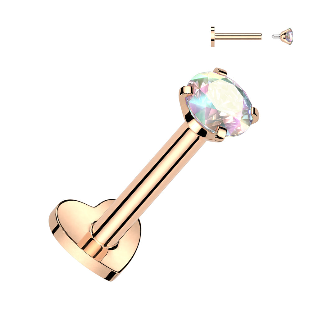 Implant Grade Titanium Internally Threaded Heart Base Labret With Prong